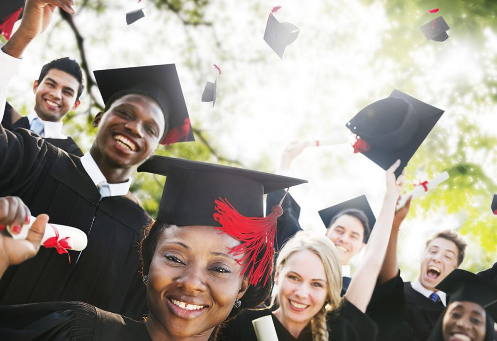 Diversity Students Graduation Success Celebration Concept